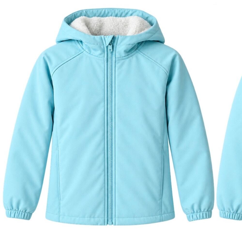 All in Motion Girls Softshell Sherpa Lined Hooded Jacket Light Blue Large 10/12